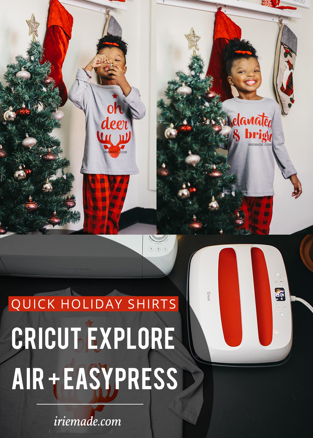 Quick Holiday Shirts Using Cricut Explore Air 2 + Easypress 2